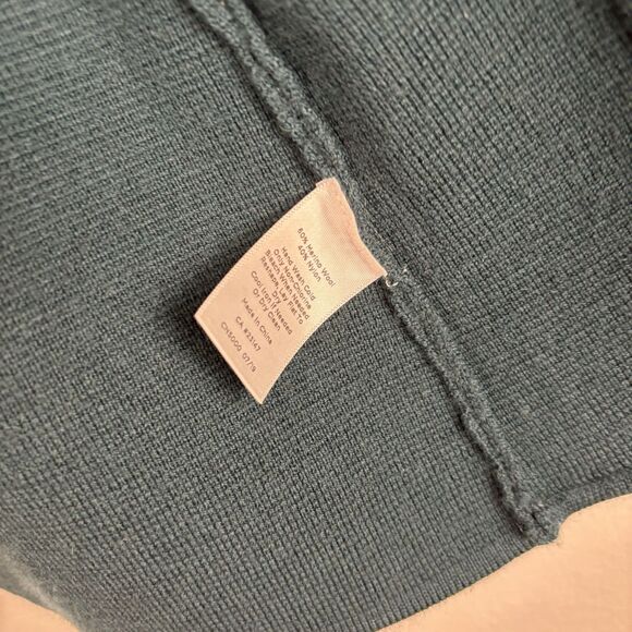 Talbots Green Open Front Knit Wool Blend Cardigan Blazer Sweater Pockets Petite - Picture 5 of 5
